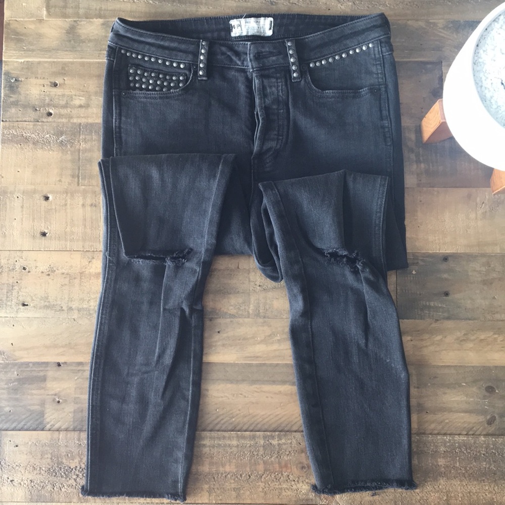 Free People jeans with stud detail- washed black
